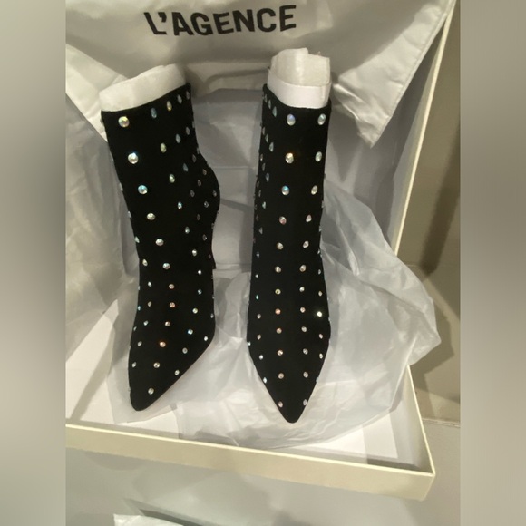 L’AGENCE Mariette Bootie II in BLACK IRIDESCENT - Picture 9 of 16